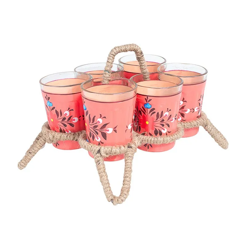 Brew Serve Handpainted Tea Set With Stand (Peach) - Eight Piece Set media 7