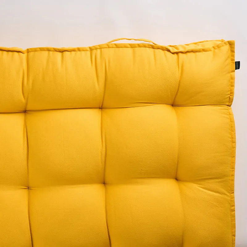 Plushport Solid Cotton Floor Cushion (Yellow) - Set Of Two media 4