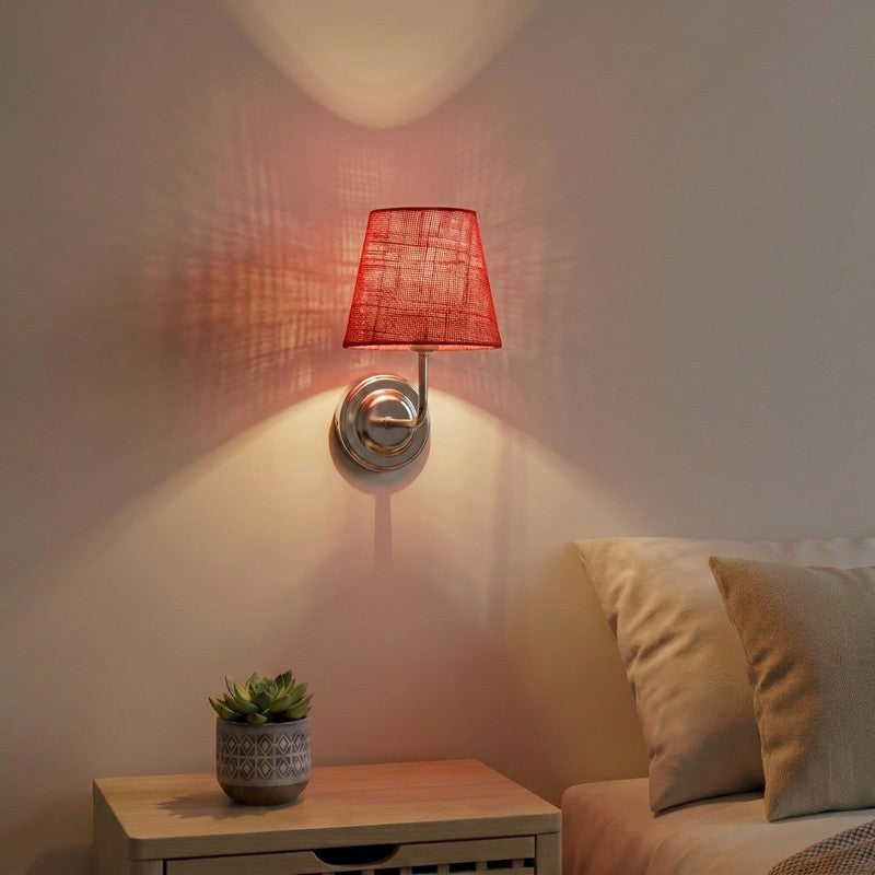 Orivelle Ruby Textured Jute Wall Lamp - Red