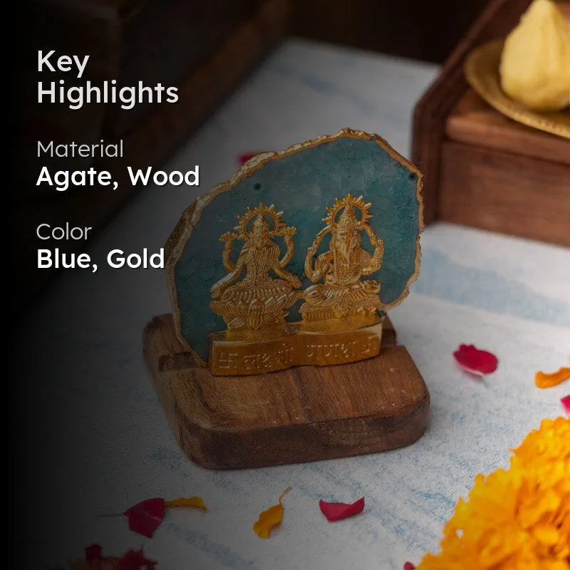 Divine Laxmi Ganesha Agate Festive Gift Box - Teal media 2