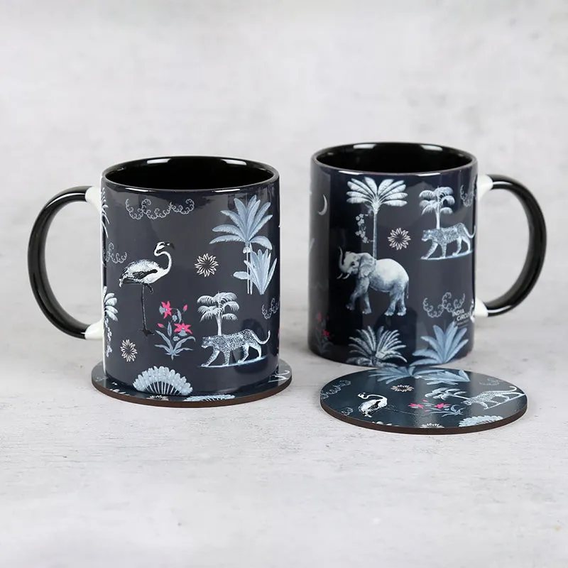 India Circus Fauna Ceramic Mug With Coaster (325 mL Each) - Four Piece Set media 3