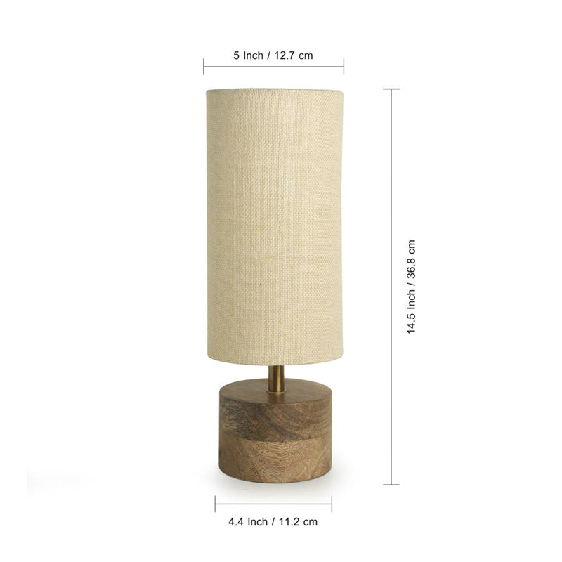 Samidha Handcrafted Mango Wood Table Lamp - Brown,Beige media 7