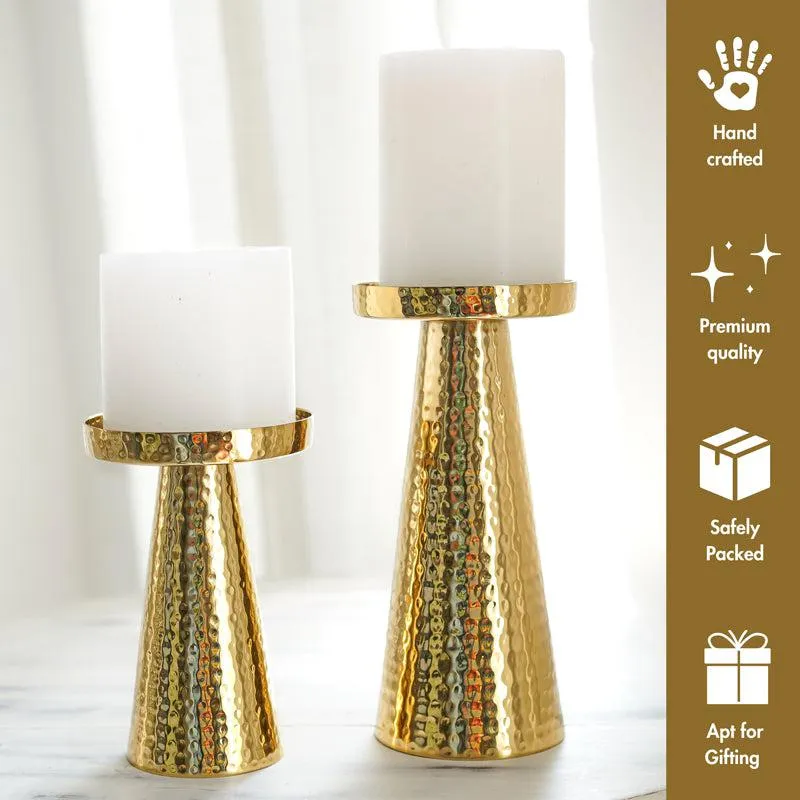 Arwen Hammered Candle Holder - Set Of Two media 1