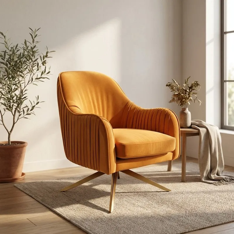 Vyntra Neem Wood Accent Chair - Yellow media 1