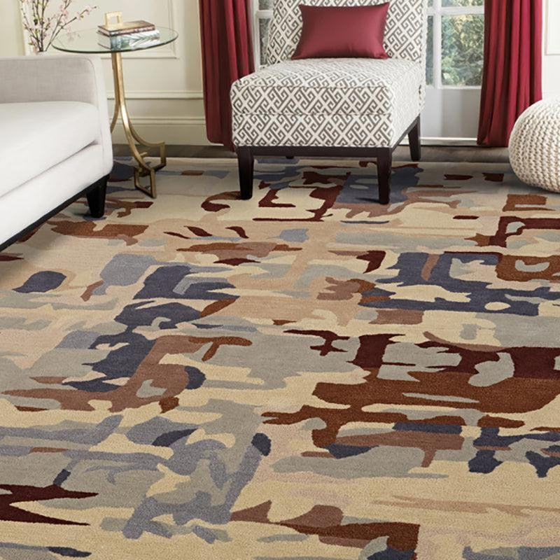 Horus Hand Tufted Abstract Wool & Nylon Carpet - Navy Blue media 8