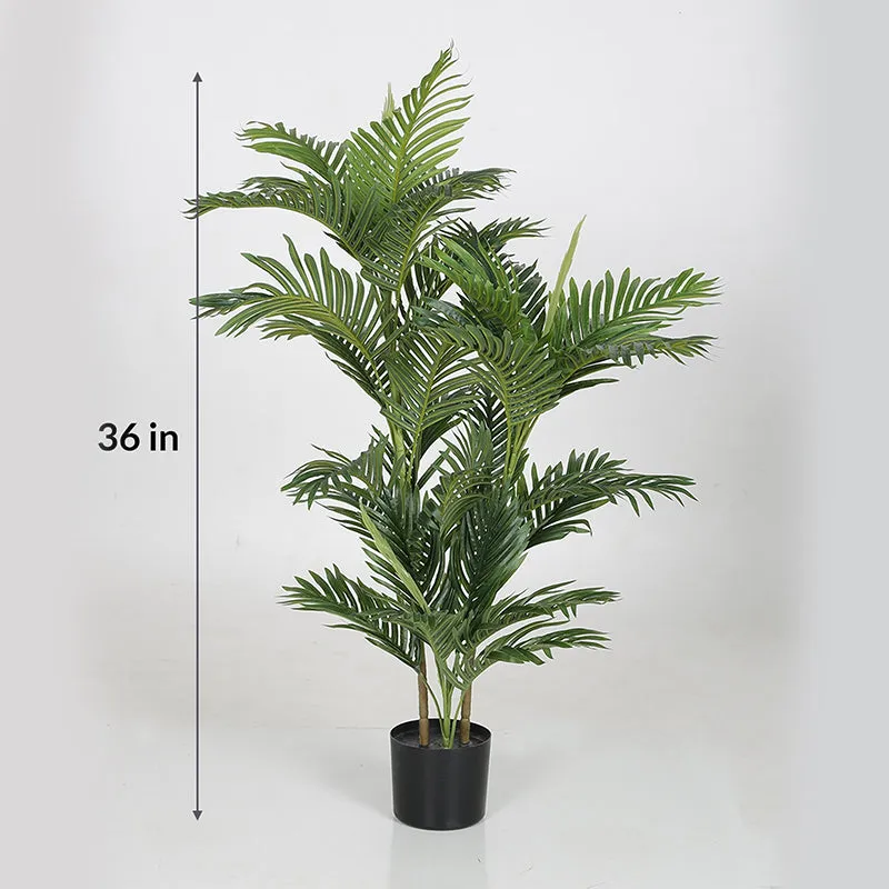 Faux Areca Dypsis Tree With Black Plastic Pot - 3.9 Feet media 5