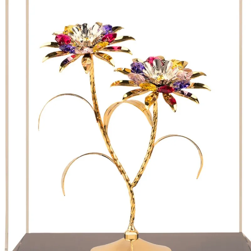 Twin Daisy Elegance 24K Gold Plated Mild Steel Showpiece (Multicolor) media 5