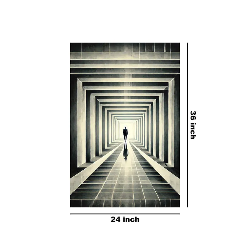 Front view of rectangular geometric tunnel wall painting