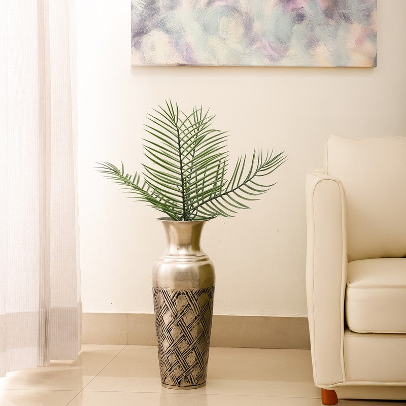 Ornique Iron Floor Vase - Silver