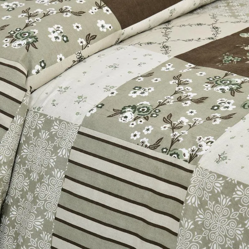 Moorah Cotton Bedsheet (Olive Green,White) - 160 TC media 4