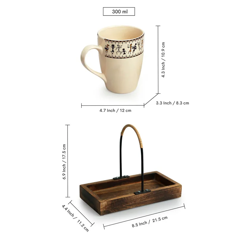 Warli Ceramic Coffee Mug (300 mL Each) - Three Piece Set media 8