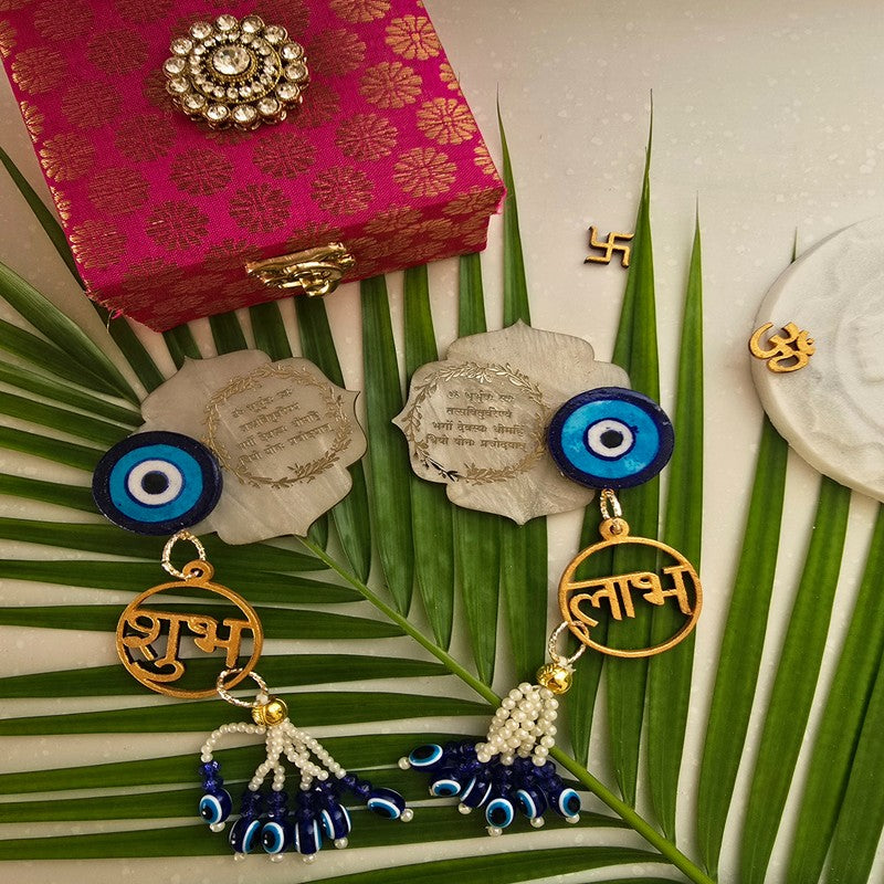 Zyra Evil Eye Shubh Labh Hanging Latkan - Set Of Two
