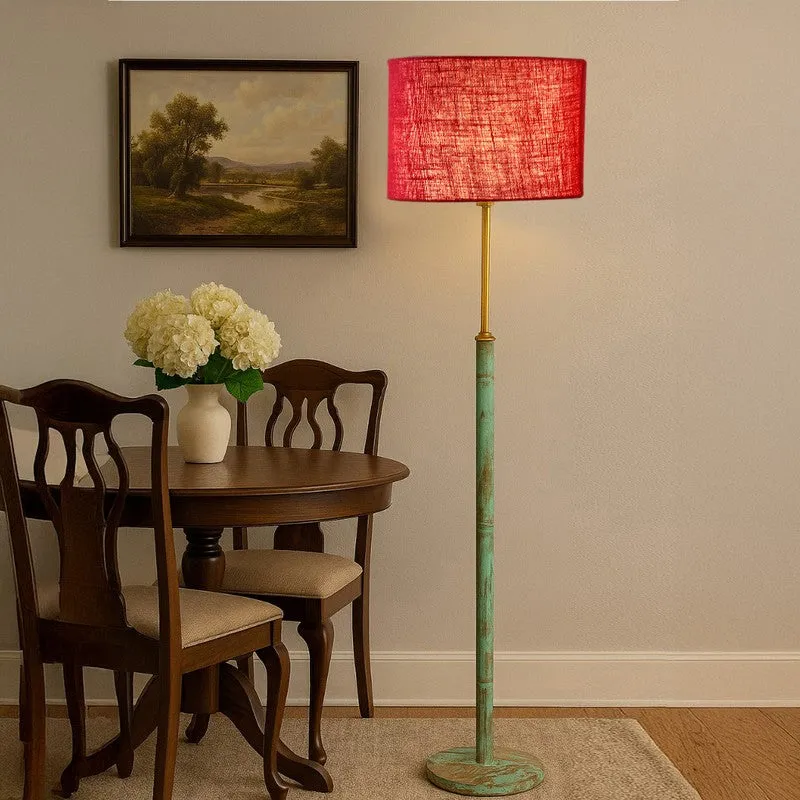 Vintage Glow Wooden Floor Lamp - Red media 3