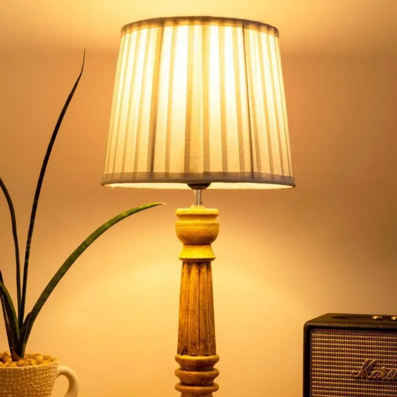 Classy Twist Pillar Fabric Table Lamp - White,Brown media 1