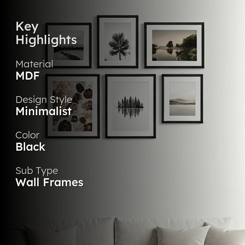 Hyperius Black MDF Photo Frame - Set Of Six media 2