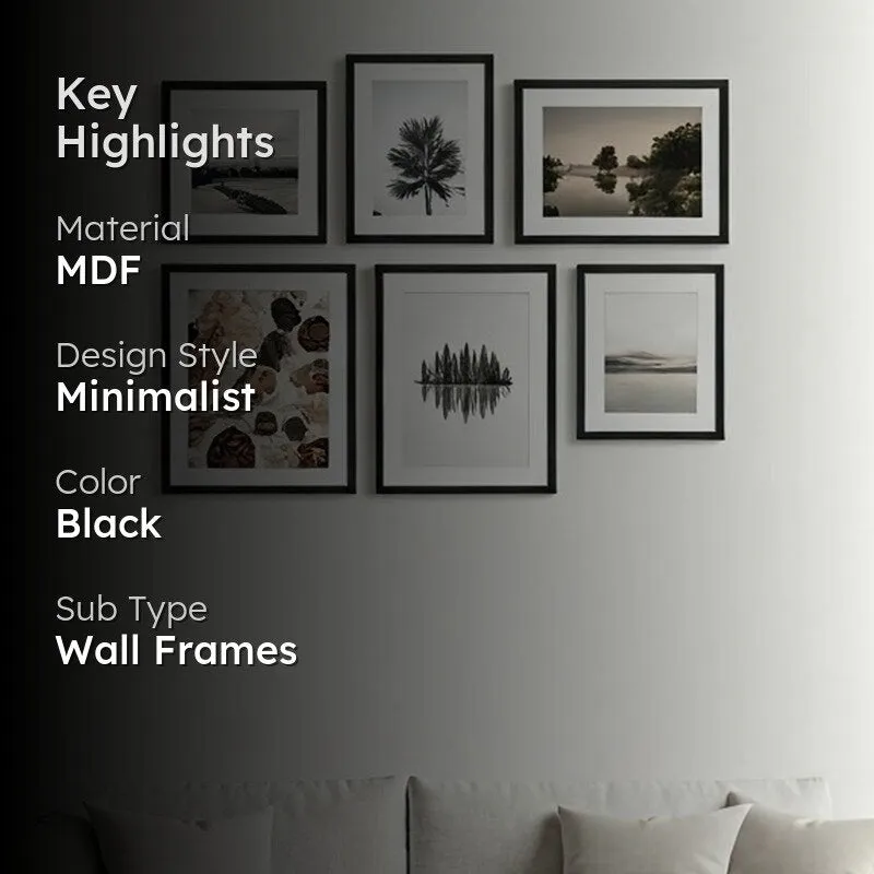 Hyperius Black MDF Photo Frame - Set Of Six media 2