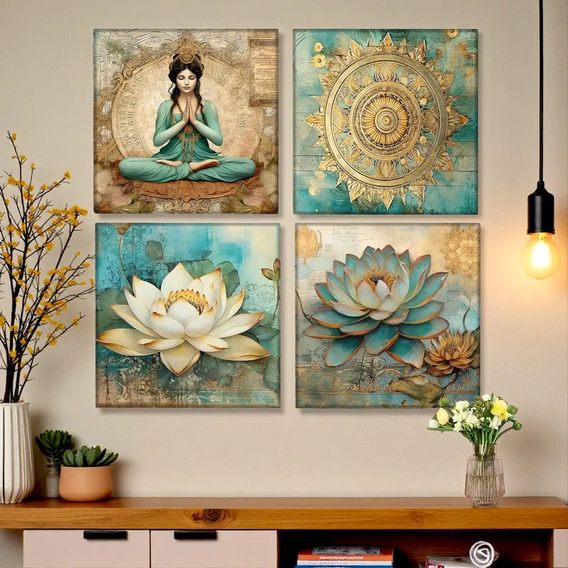 Padma Meditation Canvas Wall Art - Set Of Four media 1