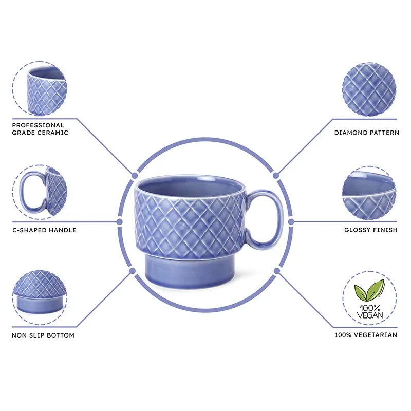 Fjord Ceramic Coffee Mug (500 mL Each/Mist Blue) - Set of Two media 3