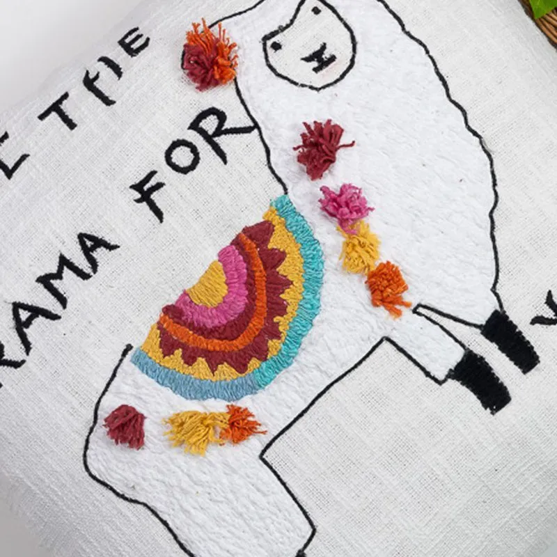 Drama Llama Embroidered Cushion Cover media 4