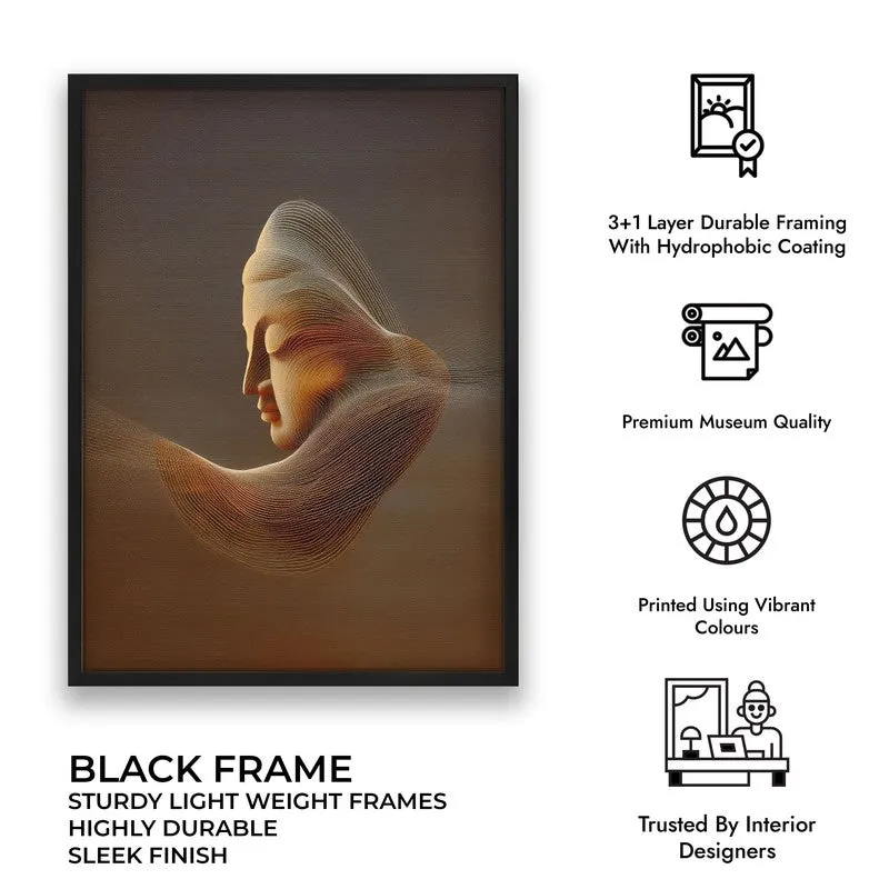Serene Buddha Archival Paper Wall Painting With Black Frame media 9