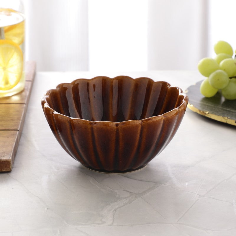 Vintage Brown Fluted Serving Bowl - 460 mL media 3