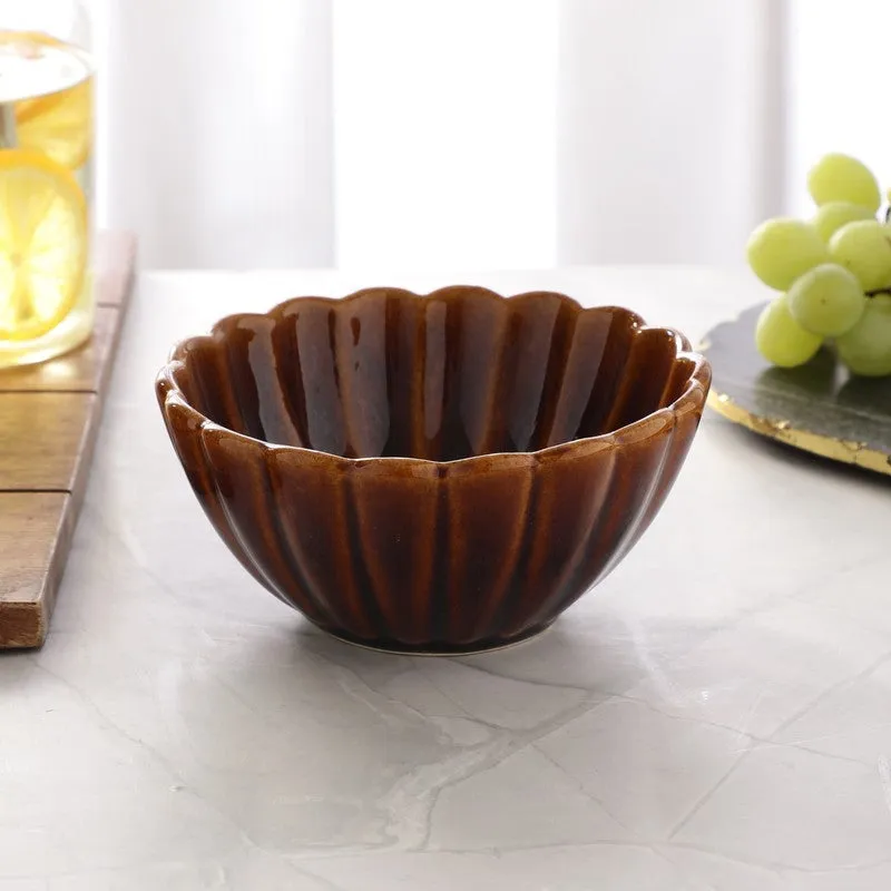 Vintage Brown Fluted Serving Bowl - 460 mL media 3