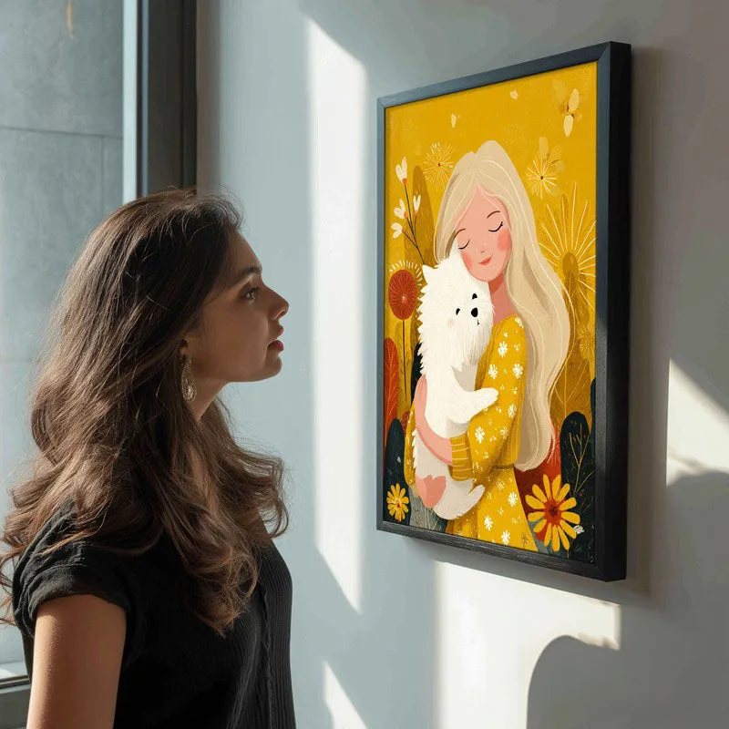 Golden Snuggle Canvas Wall Painting - Black Frame media 5