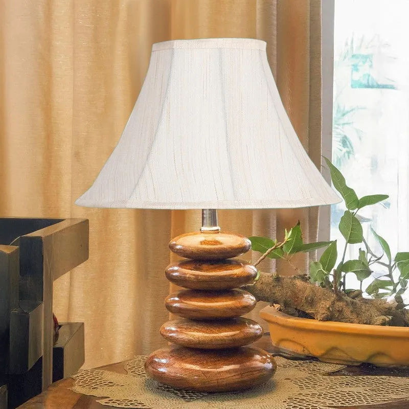 Lynira Cotton Table Lamp With Wooden Base - White media 4