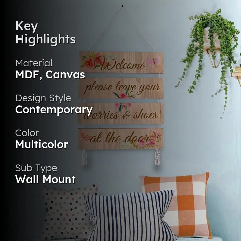 Be Positive Welcome Handpainted Canvas Wall Hanging media 2
