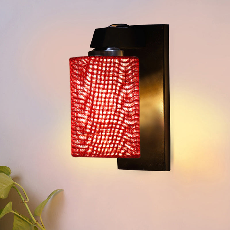 Eyrie Jute & Wooden Wall Lamp - Red