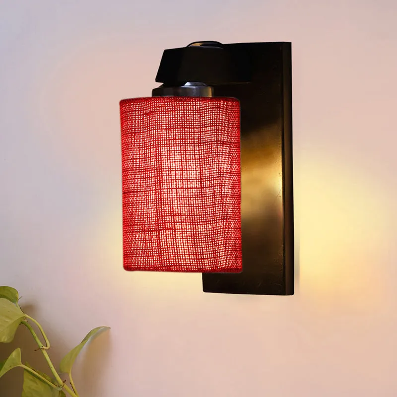 Eyrie Jute & Wooden Wall Lamp - Red media 1