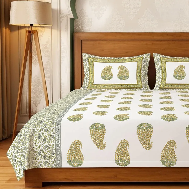Urban Space Classic Minimal Fitted Cotton Bedsheet (Green) - 300 TC media 3
