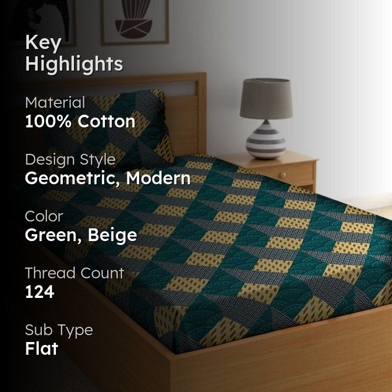 Morgana Geometric Printed Cotton Bedsheet - 124 TC media 2