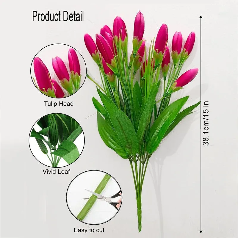 Artificial Flower Bouquet (Pink) Perfect for Living Room & Office media 8