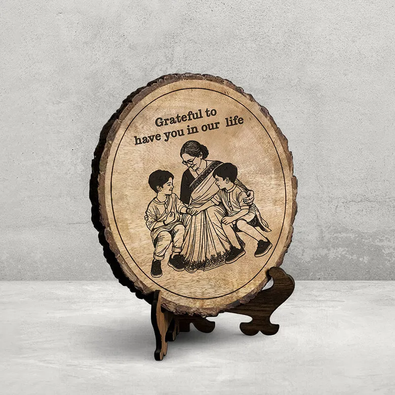 Grateful For Your Presence Wood Showpiece - Round media 3