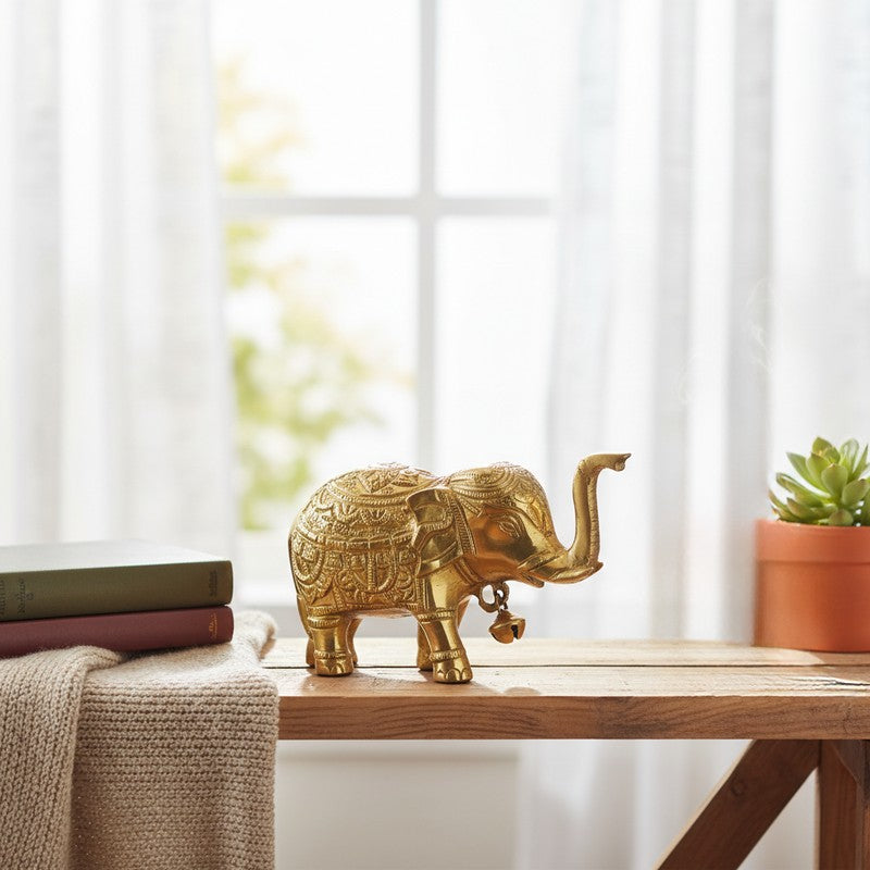 Elphant Brass Showpiece - Gold