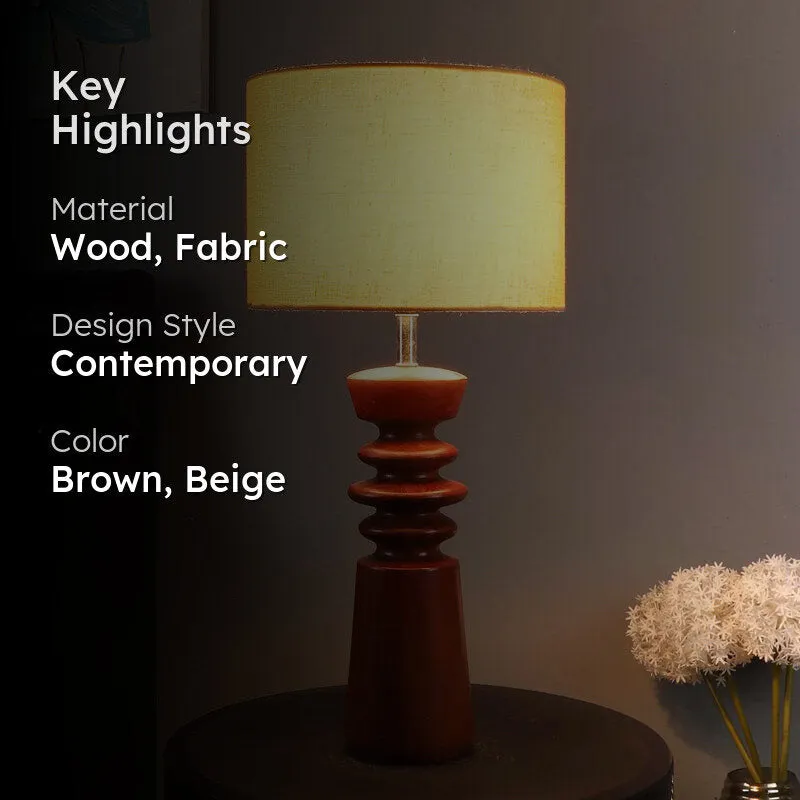 Vellume Wooden Table Lamp - Brown,Beige media 2