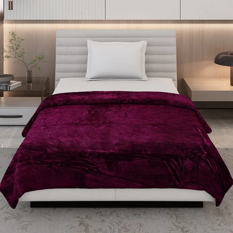 Monte Carlo Luxora Solid Polyester Blanket (Wine) - 300 GSM media 4
