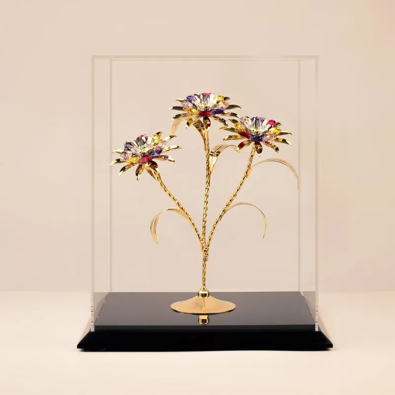 TriDaisy Elegance 24K Gold Plated Mild Steel Showpiece (Multicolor) media 3