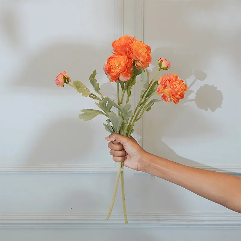 Faux Orange Peony Flower Stick (20 CM) - Set Of Two media 1