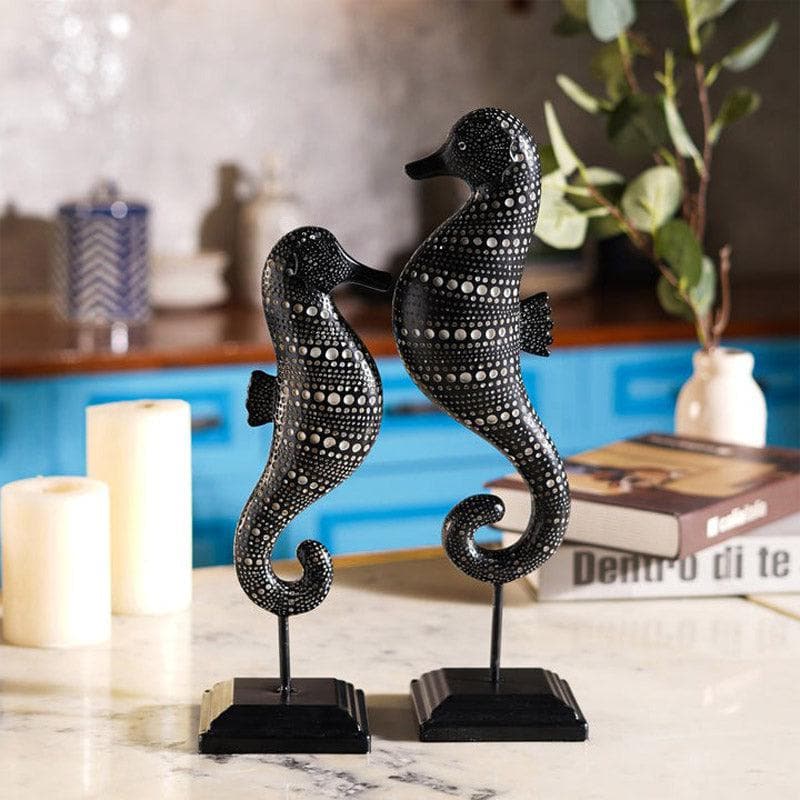 Tribal Wave Seahorse Showpiece - Set Of Two media 3