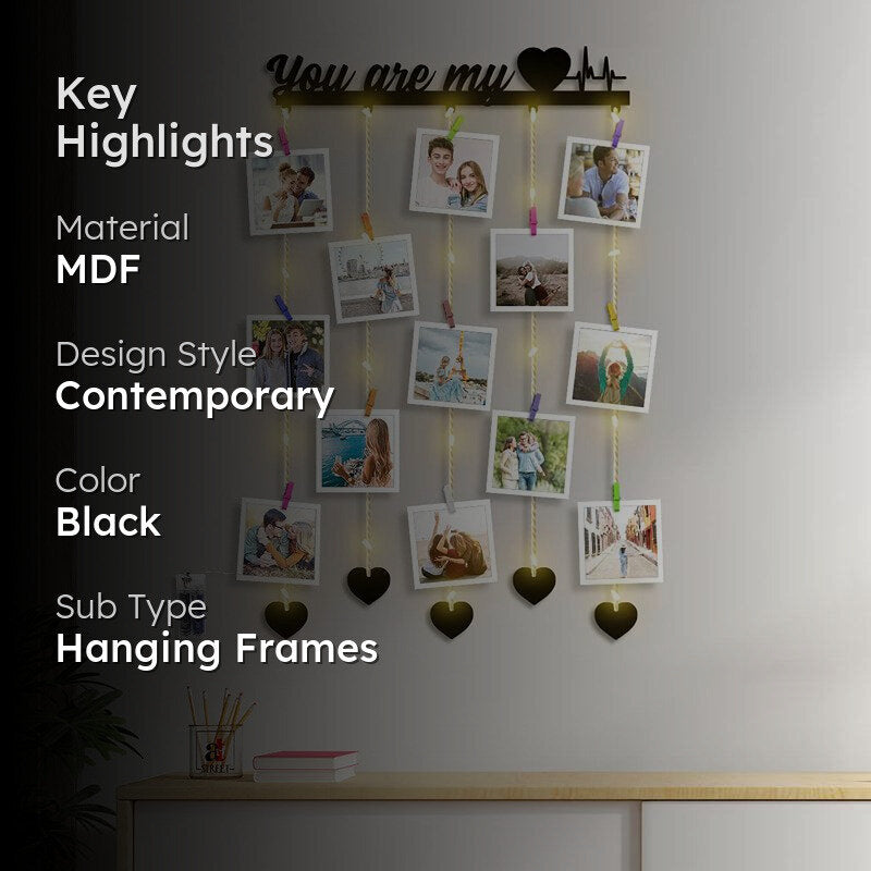 "You're My Heartbeat" Photo Frame - Black media 2