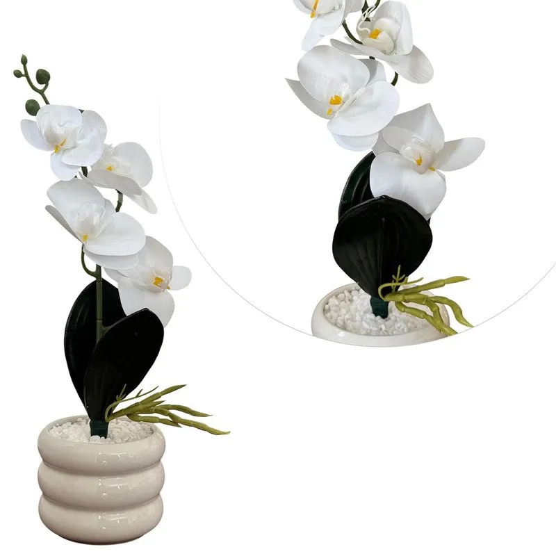Espiral Orchid Ceramic Vase with flower - White media 4