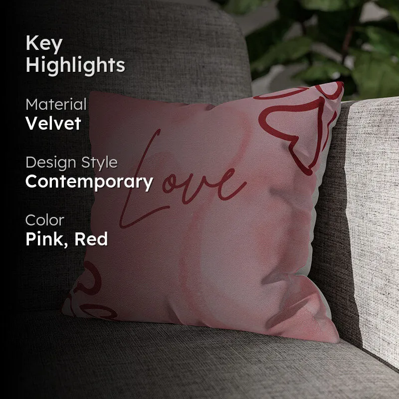 Ros "Love" Printed Velvet Cushion Cover media 2