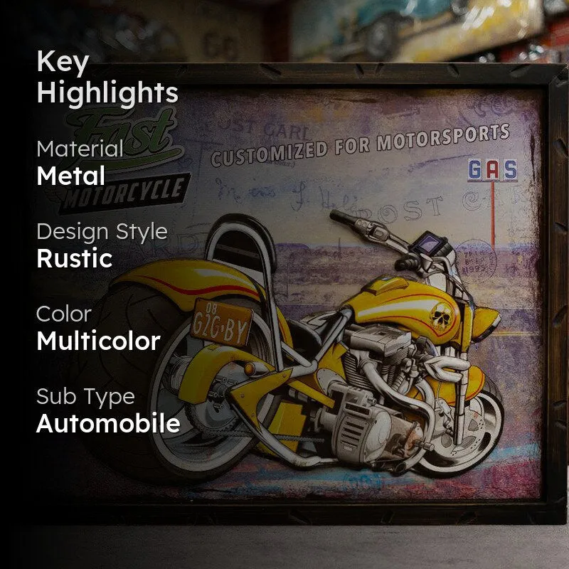 Motorcycle Chopper Retro Metal Wall Accent media 2