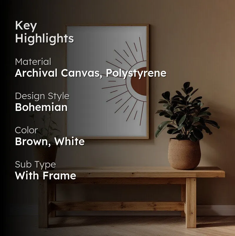 Amber Ray Canvas Wall Painting With Brown Frame media 2
