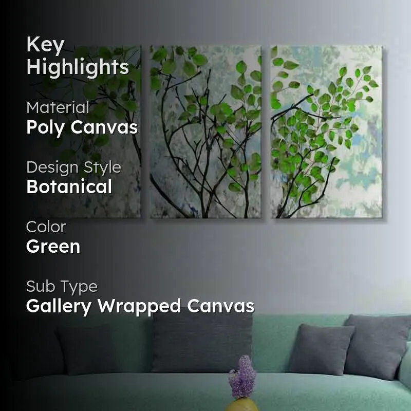 Foglia Poly Canvas Wall Art - Set of Three media 2