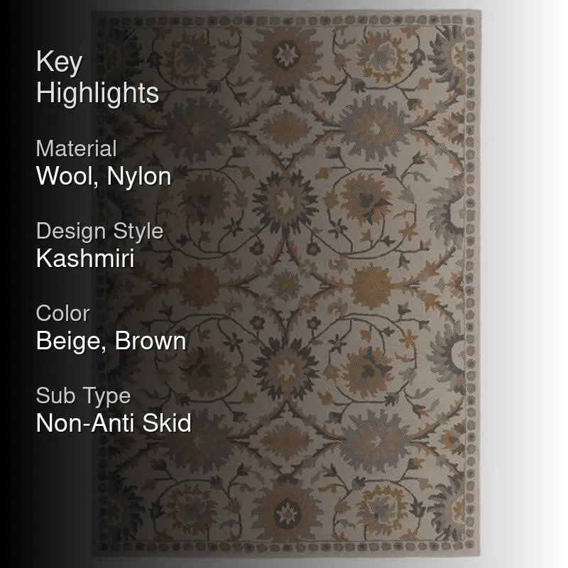 Awen Hand Tufted Ethnic Wool & Nylon Carpet - Ivory media 2