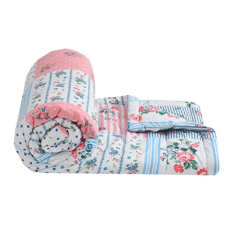 Pink Bloom Grid Floral Comforter - 150 GSM media 5