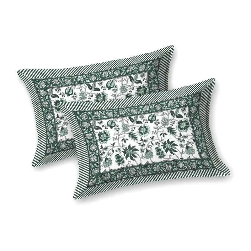 Craftet Cotton Bedsheet (Green,White) - 240 TC media 4